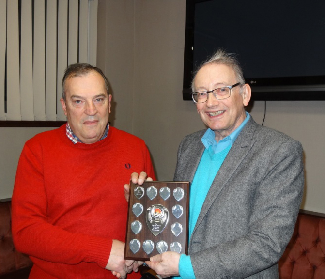 John Wrench accepting Jim Friar award from Ray Collett