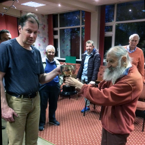 Worcester captain John Hesketh receives cup from Laurence Wheatley